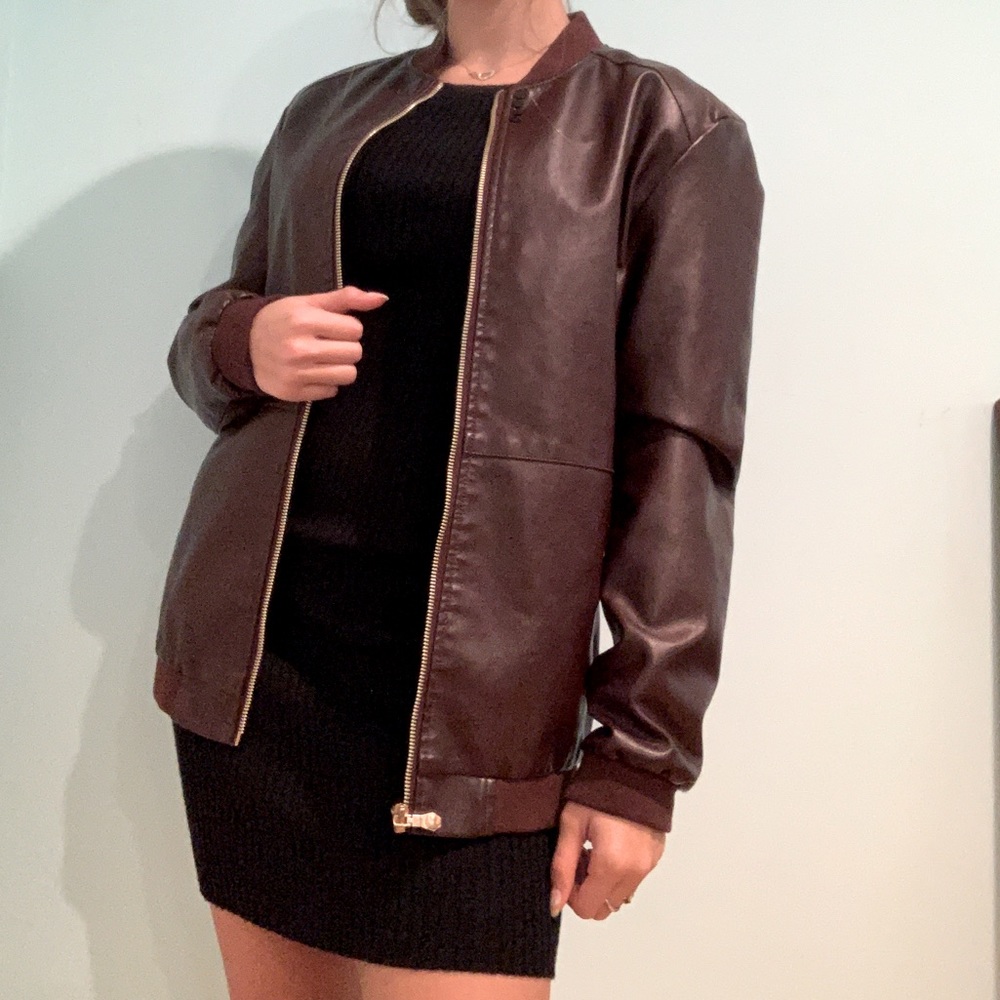 Vintage Brown Oversized Leather Jacket
